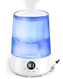 Homvana Luftbefeuchter Schlafzimmer Top-Fill, 3L Cool Mist 32H Dauerhaft, Ruhig 23dB (SilentSpary Tech) Klein, Kinderzimmer Baby, BPA Free, Aromadiffusor für Pflanzen 7Color Night Light