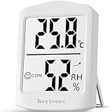 hoyiours Innen Hygrometer Thermometer, Mini Thermo-Hygrometer, Digitales Temperatursensor mit Hohen Genauigkeit, Smiley-Indikator, Luftfeuchtigkeitsmesser für Wohnzimmer, Büro, Babyraum, Gewächshaus