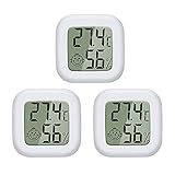 PAIRIER LCD Digital Mini Thermometer Hygrometer Temperatur Luftfeuchtigkeit Messgerät Gauge für Gewächshaus Startseite Büro 3er Pack Weiß