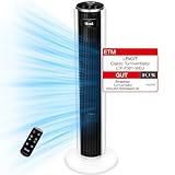 LEVOIT 28dB leiser Turmventilator mit Fortschrittlichem Schlafmodus,7m/s Ventilator mit Fernbedienung,90° Oszillation Tower Fan,4 Modi 5 Geschwindigkeiten,12-Std-Timer, mit Kühlung,Weiß