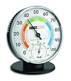 TFA Dostmann Präzisions Thermo-Hygrometer, 45.2033, zur Raumklimakontrolle, analog, mit Komfortzonen, Kontrolle von Temperatur und Luftfeuchtigkeit, Luftfeuchtigkeitsmesser, weiß