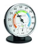 TFA Dostmann Präzisions Thermo-Hygrometer,45.2033 , zur Raumklimakontrolle, analog, mit Komfortzonen, Kontrolle von Temperatur und Luftfeuchtigkeit, L 102 x B 35 (80) x H 114 mm